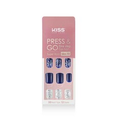 KISS NEW YORK Press&Go超薄美甲貼, Navy snowball, 1組