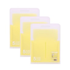 인디 5포켓 파티션 도큐멘트 파일 세로형, 노랑, 3개