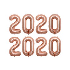 WOW PARTY KOREA 2020 鋁箔氣球 80cm, 玫瑰金, 2個