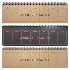 牛皮紙桌面長條週計畫本 3入, 隨機出貨, 1套