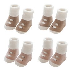 Mom's care 雙孔造型拼接絨毛中筒襪