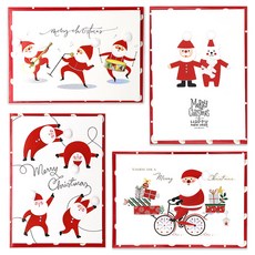 Maumdama 聖誕節手工全息燙金卡片 第一款卡片 4入 + 信封 4入組, 混色, 1套