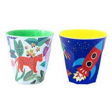 幼兒印花水杯2入組 S號, 野生植物款+火箭款, 1組