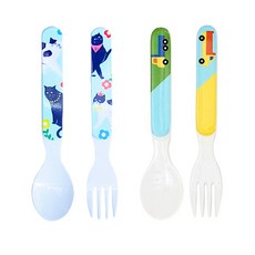 진저 유아 스푼포크세트 소, 고양이, 트럭애니멀, 1세트, 숟가락 2종 + 포크 2종