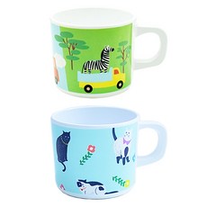 진저 유아 디자인 머그컵 2종 세트, 고양이, 트럭애니멀, 1세트