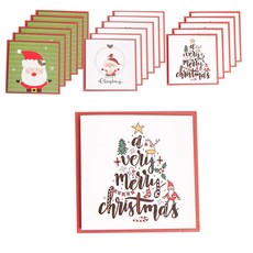 聖誕卡 雪花聖誕老人 6入 + 小鳥聖誕老人 6入 + 聖誕樹 6入 套組, 混合顏色, 1套