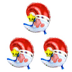 WOW PARTY KOREA 鋁箔氣球 聖誕老人月亮, 紅色, 3個