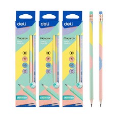 deLi 馬卡龍橡皮擦型鉛筆 EU54800 HB 12入, 隨機發貨, 3套