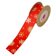 Donna&deco 拉娜 聖誕緞帶 2.5cm, 雪花紅, 4.5m