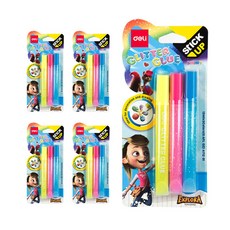 deLi 得力 螢光亮粉膠 12ml x 3入組 EA71201, 黃色, 粉紅色, 藍色, 5套