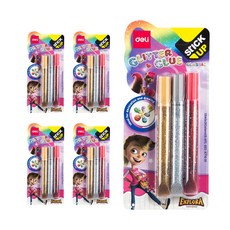 deLi 得力 亮片膠 一般 12ml x 3種套組 EA71001, 金色+銀色+紫色, 5套