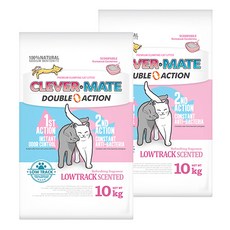 클레버메이트 응고형 더블액션 로우트랙 쎈티드 고양이 모래 유향, 2개, 10kg