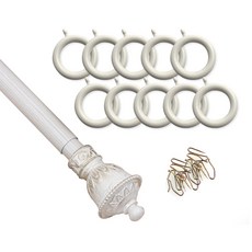 윈테리어 25mm K-1캡 커튼봉세트 + 25mm 일반커튼링 45p, 커튼봉(아이골드), 커튼링(크림)