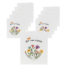 媽媽爸爸 素雅花朵卡片 9 x 11 cm + 卡片信封套組, 卡片(混合顏色), 信封(隨機出貨), 10套