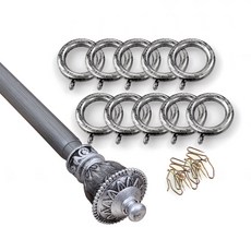 윈테리어 25mm K-1캡 커튼봉세트 + 25mm 고급커튼링 55p, 커튼봉(실버블랙), 커튼링(실버블랙)