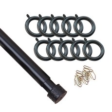 윈테리어 25mm 앤드캡 커튼봉세트 + 25mm 일반커튼링 50p, 커튼봉(블랙), 커튼링(블랙)