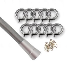 윈테리어 25mm 플레인캡 커튼봉세트 + 25mm 고급커튼링 45p, 커튼봉(실버블랙), 커튼링(실버블랙)