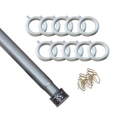 윈테리어 25mm 앤드캡 커튼봉세트 + 25mm 일반커튼링 45p, 커튼봉(실버블랙), 커튼링(실버)