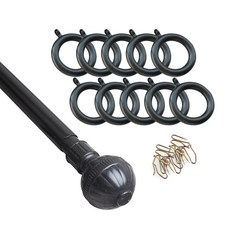 윈테리어 25mm 궁전캡 커튼봉세트 + 25mm 일반커튼링 50p, 커튼봉(블랙), 커튼링(블랙)