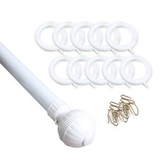 윈테리어 25mm 궁전캡 커튼봉세트 + 25mm 일반커튼링 50p, 커튼봉(화이트), 커튼링(화이트)