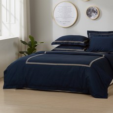 KIT HOME 純棉刺繡被套, Navy/Gold