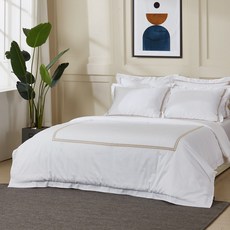 KIT HOME 純棉刺繡被套, White/Gold