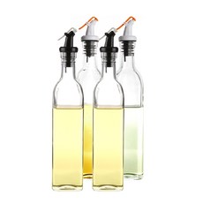 SINOGLASS 灰色油瓶 橘色 500ml x 2入 + 黑色 500ml x 2入 套組, 1套