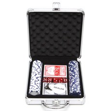 鋁袋卡片 2p + 撲克籌碼 100p 撲克套裝, 混色