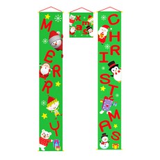 WOW PARTY KOREA 聖誕節橫幅拉旗3件組, 綠色