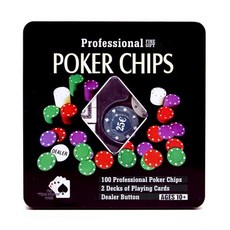 卡片 2p + 撲克籌碼 100p 撲克套裝, 混色