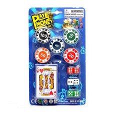 卡片+撲克籌碼 25入+骰子 6入組合, 混色