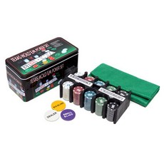 Card 2p + Poker Chips 200p + Game Mat Poker Set, 混色