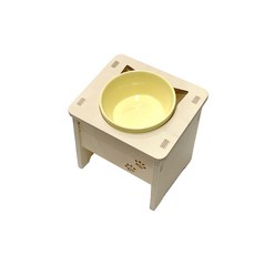 YAONGSquare 1 銷樺木高方形寵物餐具, 黃色的, 1個