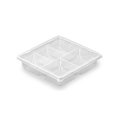 正方形 配菜 沙拉 5格 一次性便當 DS-406 透明套組, 1個, 200入