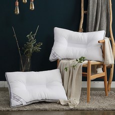 I'm Living 黑色邊線纖維棉質枕頭 2入, 白色, 1組