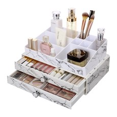 Hello Living 大理石紋高級2層抽屜+9格組合化妝品收納盒, 1套