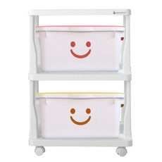 BONOHOUSE 白色Happy Frame 2層收納櫃, A款(粉紅色, 黃色), 1個