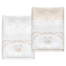 Duri 竹纖維幼兒浴巾 50*100cm 米色+條紋 2條入, 1組