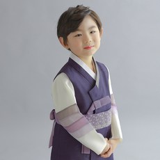 geumdong hanbok 男童用 藍紫色銀絲帶韓服 AM082 + 福袋 + 腰帶套裝
