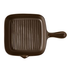 單柄方形耐熱陶瓷橫紋烤盤 棕色, 21.5 厘米寬 x 21 厘米高, 1個