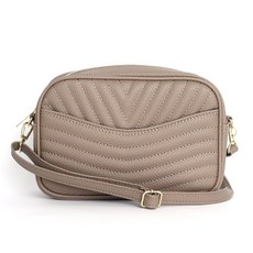 BONNIE BOTTARI 方形皮革斜肩包, 淺褐色的