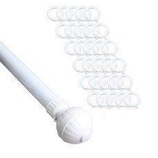 윈테리어 25mm 궁전캡 커튼봉 14호 + 25mm 일반커튼링 45p 세트, 커튼봉(화이트), 커튼링(화이트)