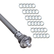 윈테리어 25mm K-1캡 커튼봉 16호 + 25mm 일반커튼링 50p 세트, 커튼봉(실버블랙), 커튼링(실버)