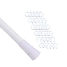 윈테리어 25mm 플레인캡 커튼봉 14호 + 25mm 일반커튼링 45p 세트, 커튼봉(화이트), 커튼링(화이트)