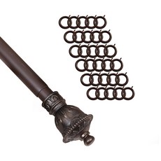 윈테리어 25mm K-1캡 커튼봉 16호 + 25mm 일반커튼링 50p 세트, 커튼봉(월넛), 커튼링(월넛)
