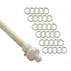 윈테리어 25mm 일반캡 커튼봉 14호 + 25mm 일반커튼링 45p 세트, 커튼봉(아이우드), 커튼링(크림)