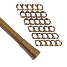 윈테리어 25mm 플레인캡 커튼봉 14호 + 25mm 일반커튼링 45p 세트, 커튼봉(골드블랙), 커튼링(골드블랙)