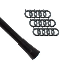 WINDOW&INTERIOR 冬季25mm普通帽窗簾桿4號+25mm通用窗簾環15p套組, 窗簾桿（黑色）、窗簾環（黑色）