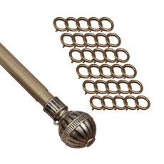 윈테리어 25mm 궁전캡 커튼봉 14호 + 25mm 일반커튼링 45p 세트, 커튼봉(골드블랙), 커튼링(골드)