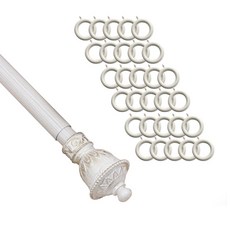 윈테리어 25mm K-1캡 커튼봉 16호 + 25mm 일반커튼링 50p 세트, 커튼봉(아이골드), 커튼링(크림)